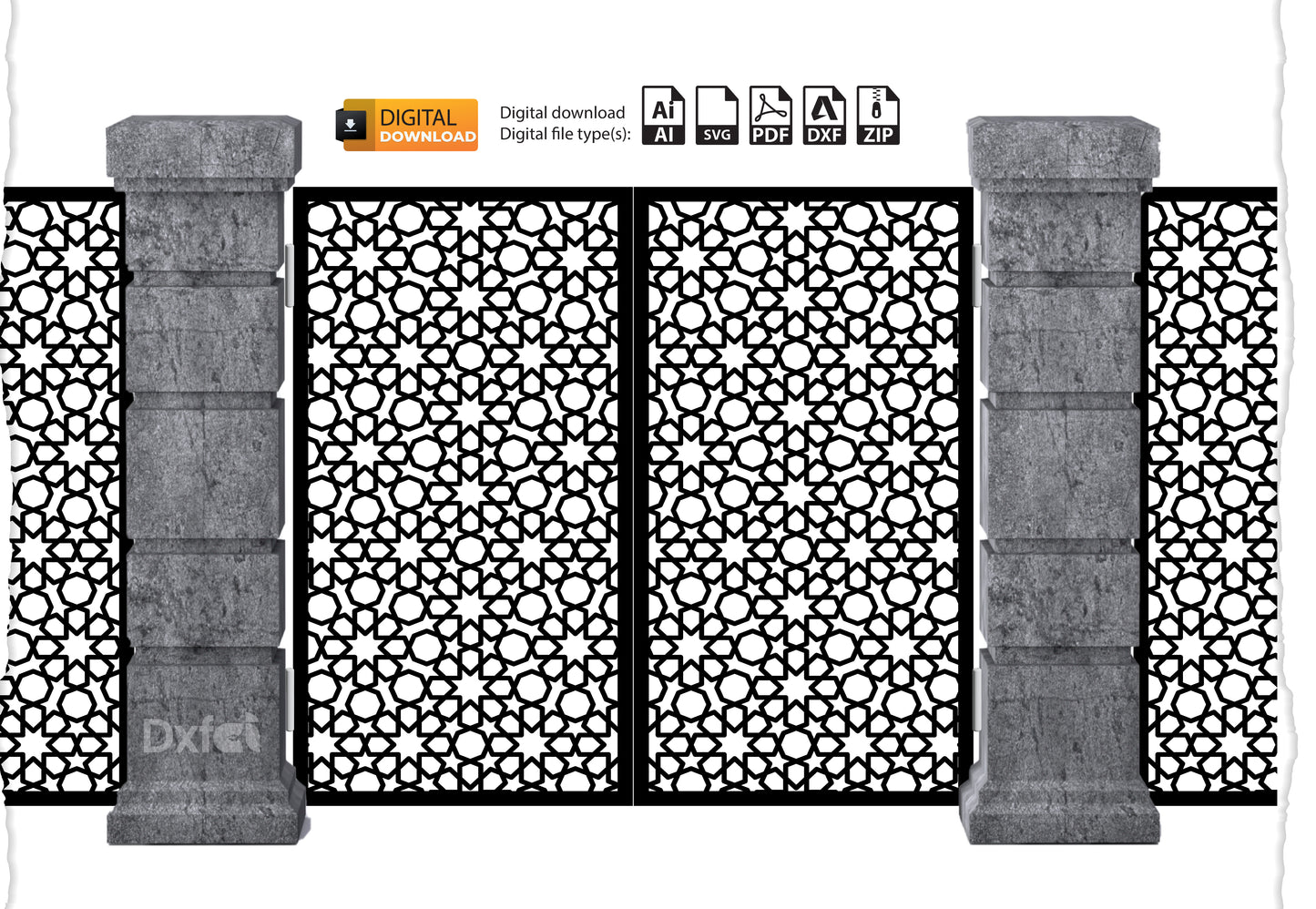 Digital Gate Grill Panel | DXF, SVG, AI Files | Partition Wall Divider for Laser Cutting #31
