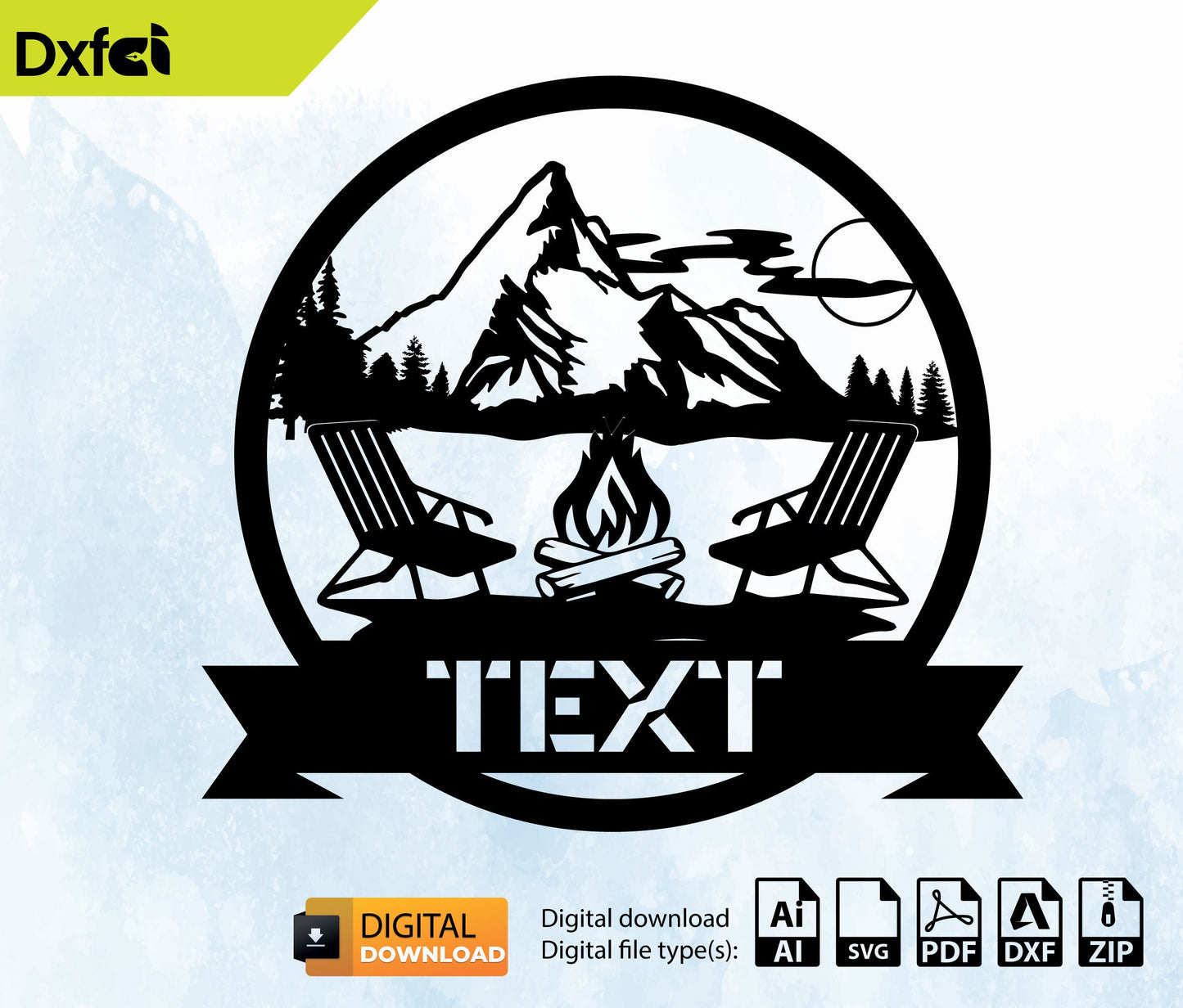 Campfire SVG DXF File, Laser Cut Template, Wall Art, Engraving Decal, Digital Vector for Silhouette & Cricut, #DUV1085
