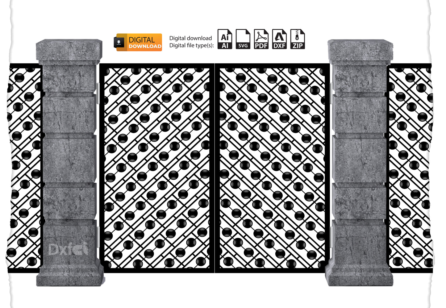Digital Gate Grill Panel | DXF, SVG, AI Files | Partition Wall Divider for Laser Cutting #35