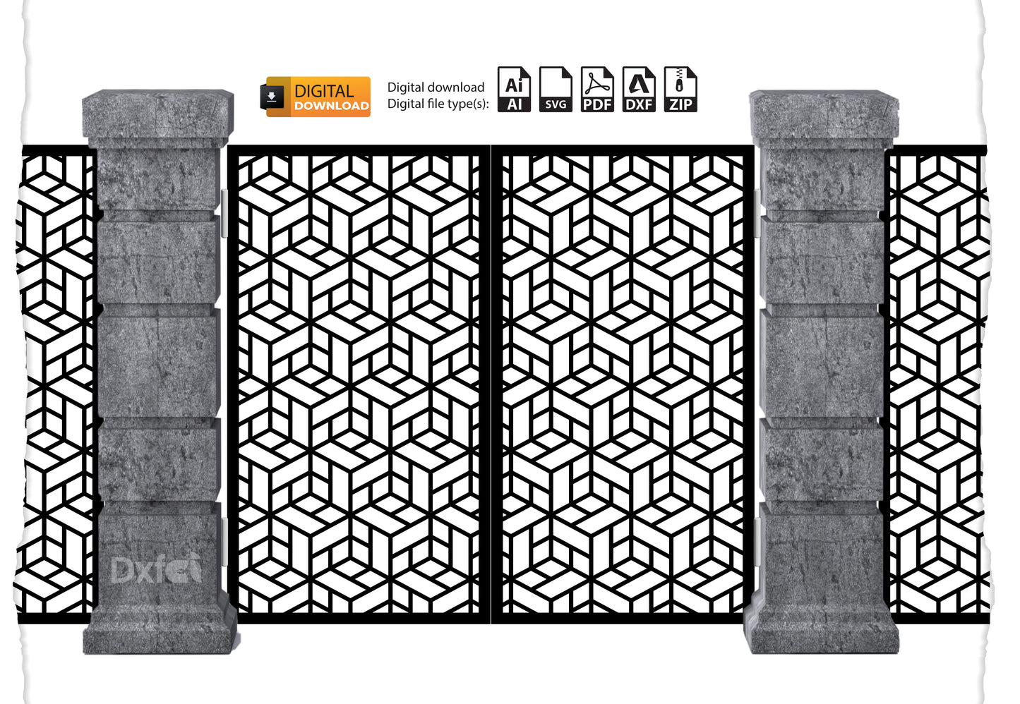 Digital Gate Grill Panel | DXF, SVG, AI Files | Partition Wall Divider for Laser Cutting #36