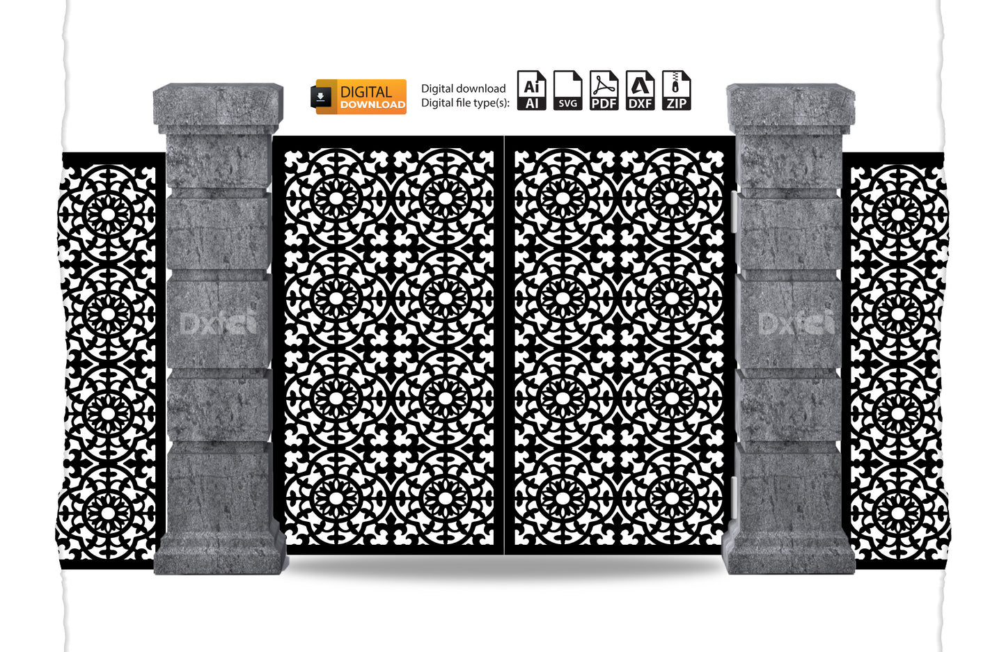 Digital Gate Grill Panel | Laser Cut Divider Design | DXF, SVG, AI Files #38