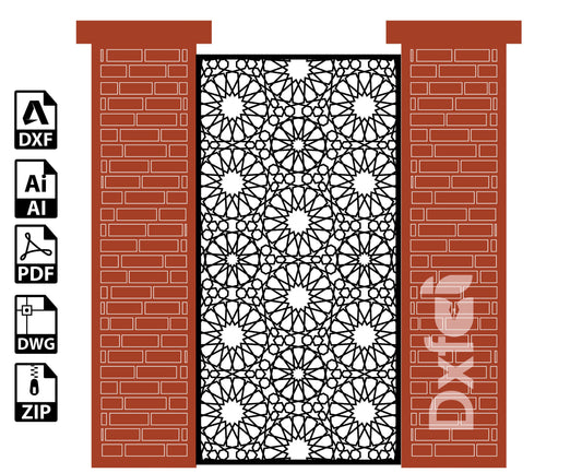 Arabic Panel Svg Main Gate Garden Doors Gate Design Svg | Iron Main Swing Gate Dxf | Metal Plasma | Laser Cut | Design Vector #KAP028