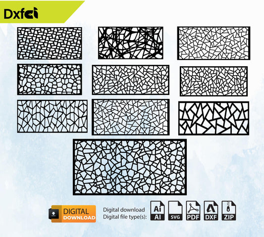 Broken Wall Glass 10Pcs Wall Panel Fence Drawing Panel Dxf  DXF file for laser cut garden gate Dxf Svg Files plasma cutting iron fence