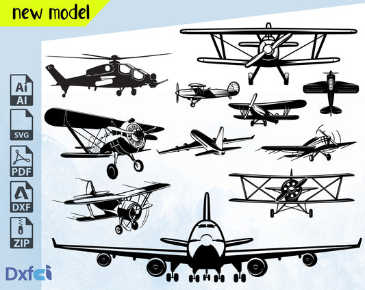 Airplane SVG Files Airplane Bundle Flight Dxf Cut Files ,Travel Vector Flight Vector Files, Airplane Clip Art  Cnc Files Package Decor