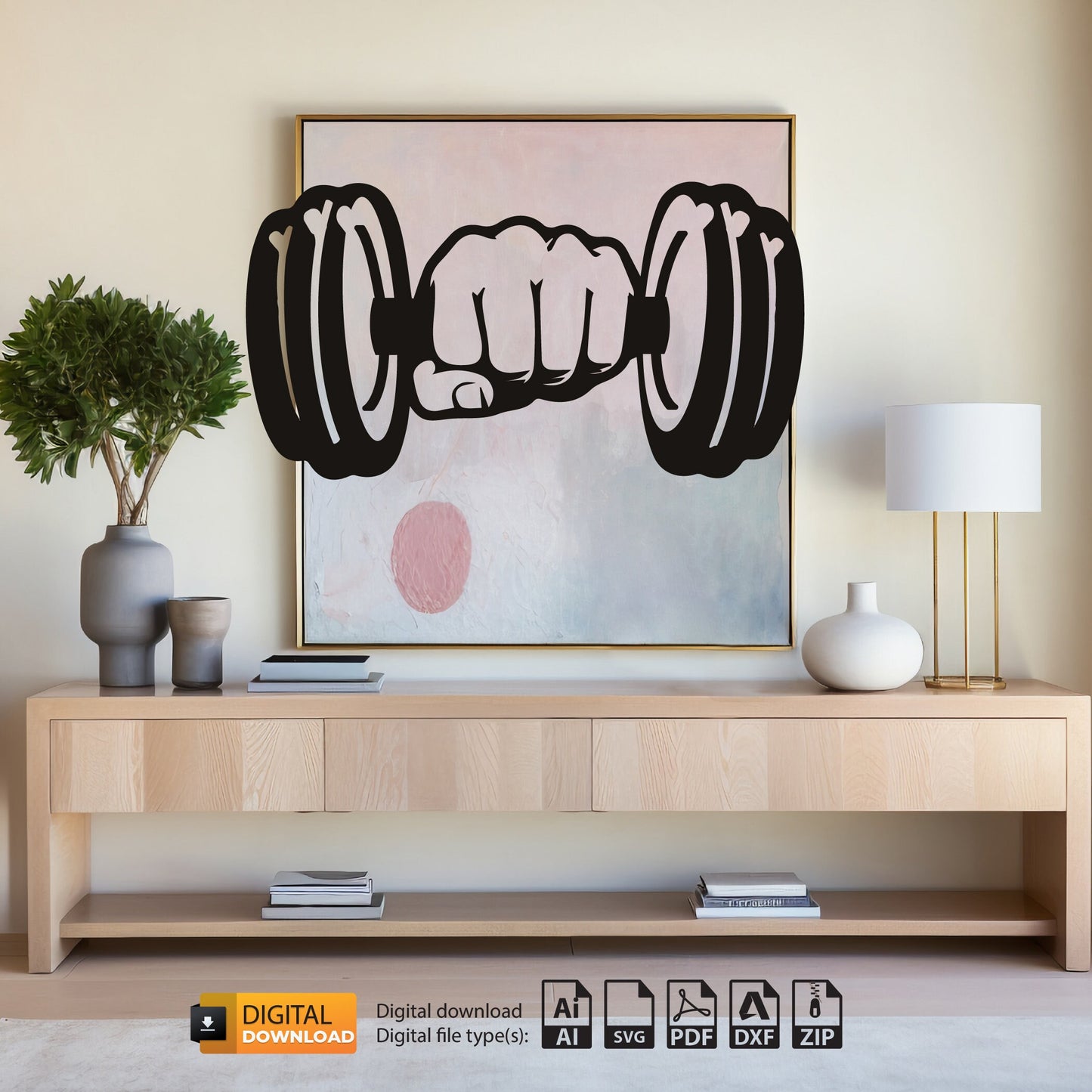 Dumbbell Gym Design | Equipment Wall Decor SVG | Dxf Svg Files | OpenClipart | SVG for Cricut | Lightburn | Circuit