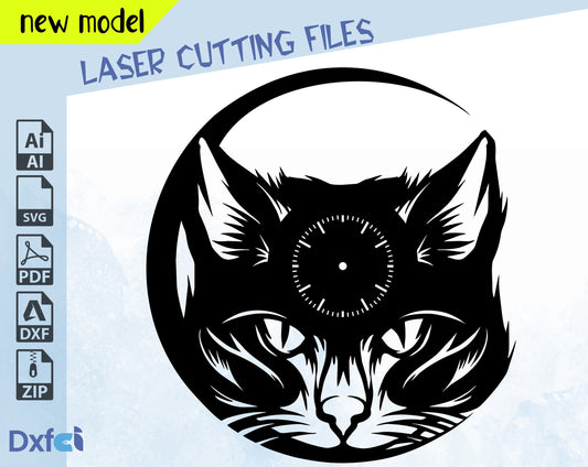 Cat Svg Kedi Svg Wall Clock Black Cat Laser Cut Dxf Glowforge Svg Plan  Digital, Vector Files, Instant Download, Lightburn ,Circut