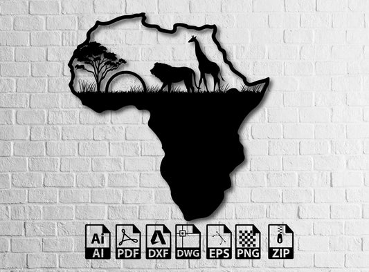 African continent Svg Africa safari Svg Giraffe Lion, Safari Solar Design