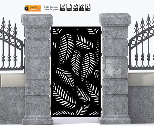 Dxf Panel Partition Room Divider Dxf Svg Filleaf patterned garden gate laser cut panel decor divider wall mounted CNC Plasma Cutter #3274