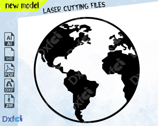 Earth svg, Planet Earth png, Laser Cut Files Circut , LightBrun World dxf, Planet png, Globe svg, World map