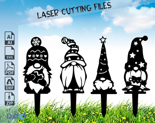 Gnome Svg 4 Yard Stakes Gnome Gift SVG  Dxf Laser Cut Files