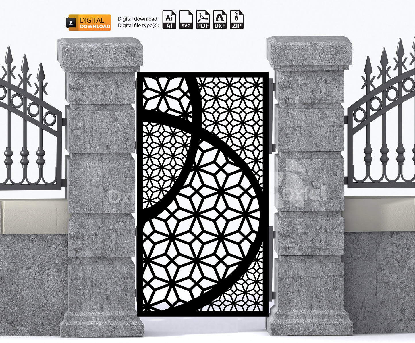 Digital Gate Grill Garden Doors Panel Dxf Panel Partition Room Divider Templates Vector Svg Dxf Files Laser Cutting CNC Plasma #3117