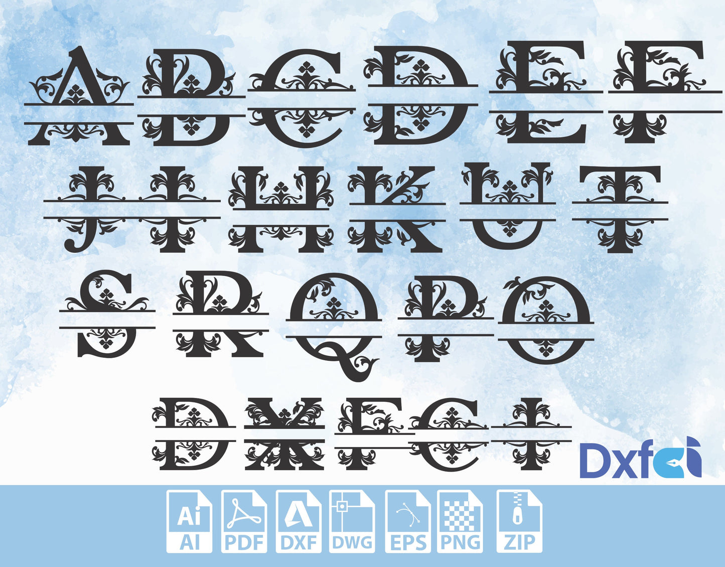 Custom Monogram Alphabet Font 26+ Letters Svg Cdr Dxf Files for Laser Cut Wall Art Decoration
