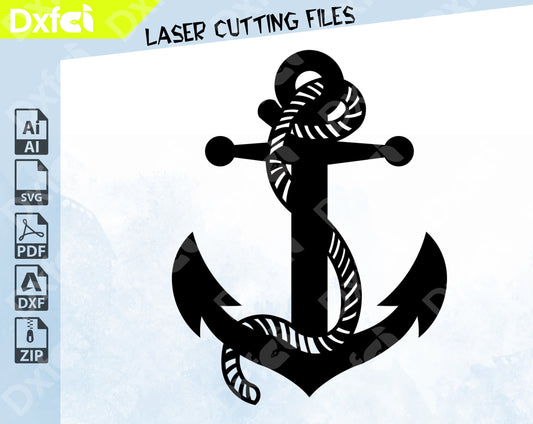 Anchor SVG Bundle, Anchor Dxf Files Laser Cut Split Anchor Rope SVG, Anchor Frame SVG, Anchor ClipArt