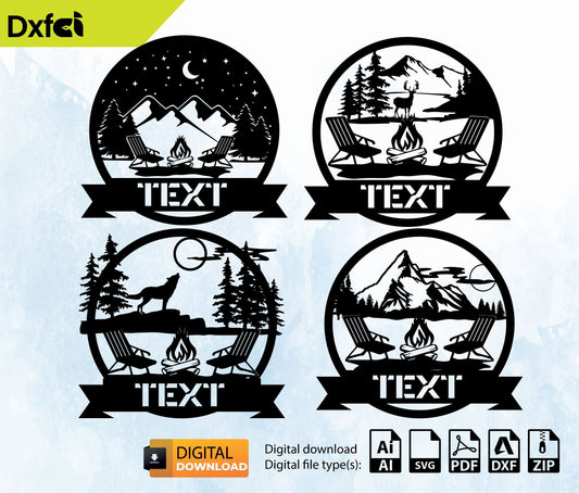 Campfire SVG DXF File, Laser Cut Template, Wall Art, Engraving Decal, Digital Vector for Silhouette & Cricut, #DUV1085