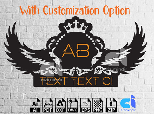 Angel Wings SVG, Wings Decor Wallart Customize Name Angel, EPS, Wings svg, Angel Svg ai Pdf Dxf , Lightburn ,Circut