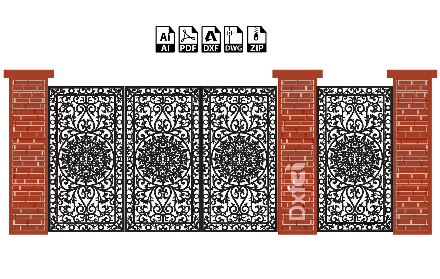 Digital Gate Grill Garden Doors Panel Dxf Panel Partition Room Divider Templates Vector Svg Dxf Files Laser Cutting CNC Plasma #KAP019