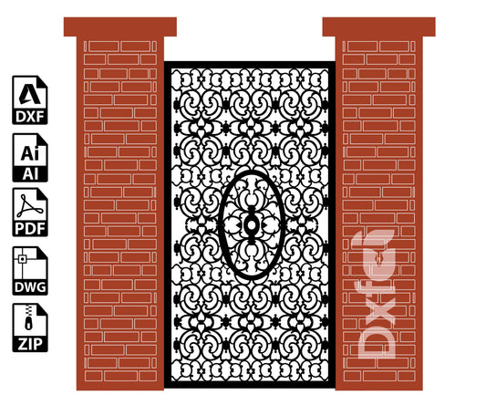 Wrought iron Gate Grill Panel Dxf Panel Partition Room Divider Vector Svg Dxf Files Laser Cutting CNC Plasma Cutter #KAP013