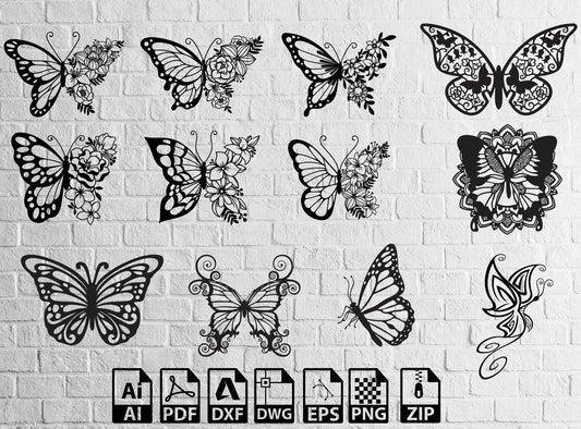 butterfly Decor Drawings Laser Cut Laser decor Beautiful butterfly svg pdf and ai dxf files openclipart , Lightburn ,Circut