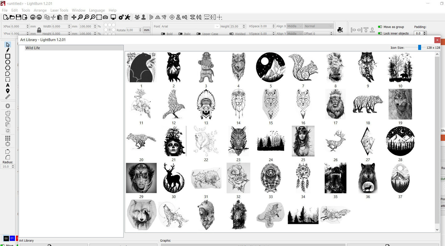 44 Wild Life Bundle scan file Lightburn Art Library Lbart File For Laser Engrave,nature woman, nature rabbit, rose ,bear mountain