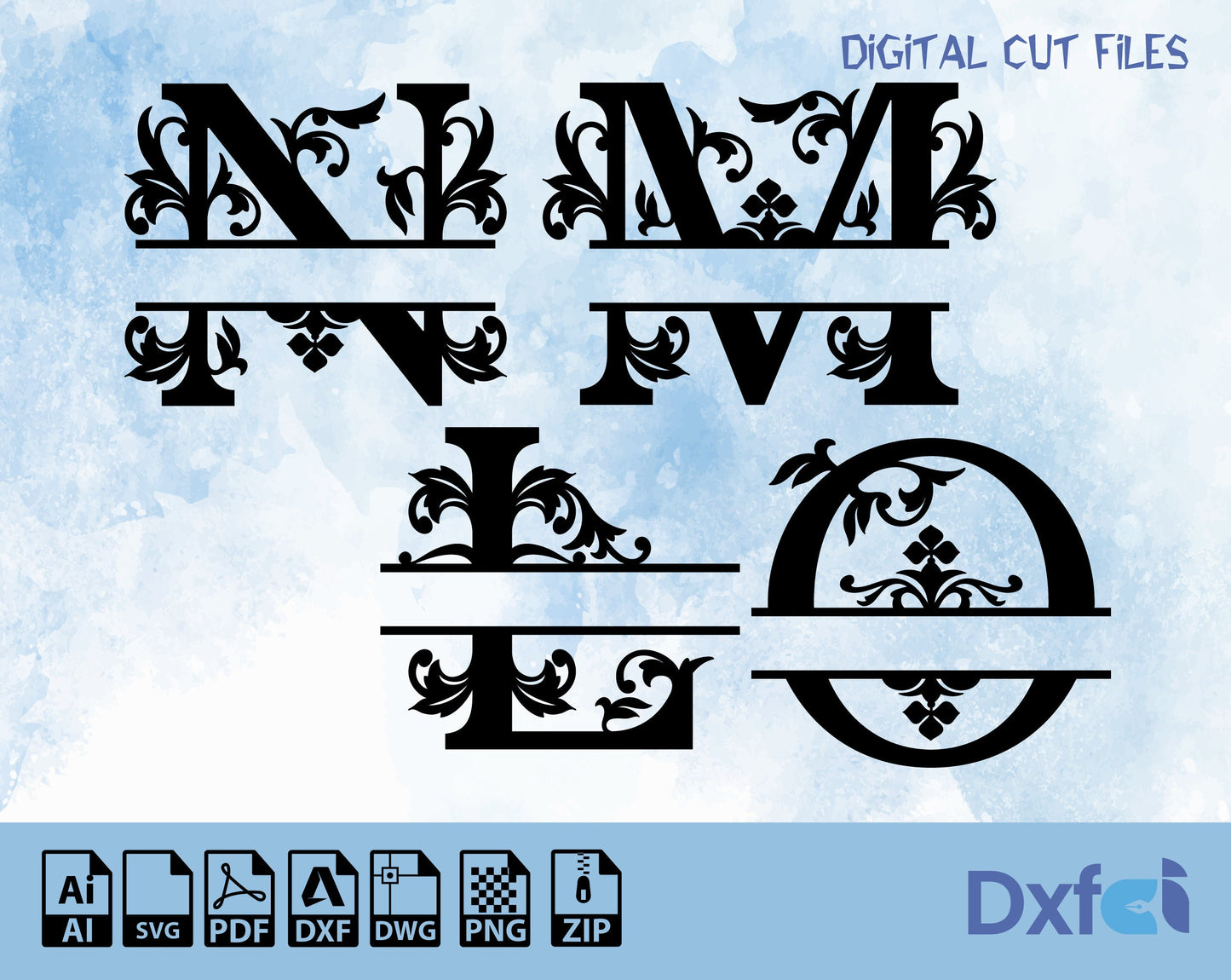 Custom Monogram Alphabet Font 26+ Letters Svg Cdr Dxf Files for Laser Cut Wall Art Decoration