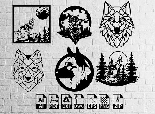 Wolf SVG Bundle, Wolf Art, Wolf PNG, Wolves Svg,Laser Cut Files Wolf Head Svg, Lone Wolf Art, Wolf Shirt Files, Wolf Clipart