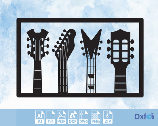 Guitars Svg Music Decor Decor  Laser Cut, Svg, Dxf, CNC Cutting, CNC Router, Digital, Vector Files , Lightburn ,Circut