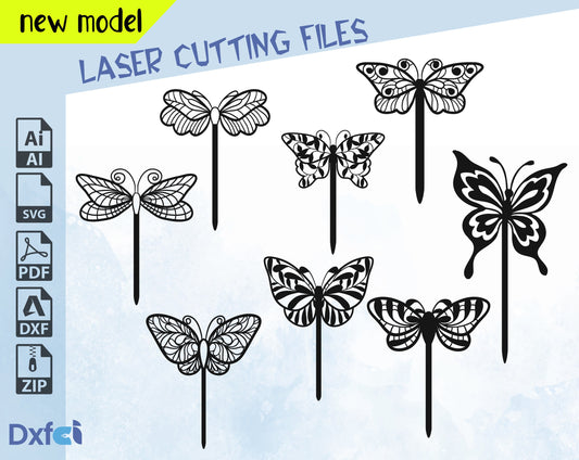 Butterfly Garden Stake SVG - Cake Top Svg Laser Cut Files  Butterfly Garden Art - Butterfly Garden Art - Metal Garden Art