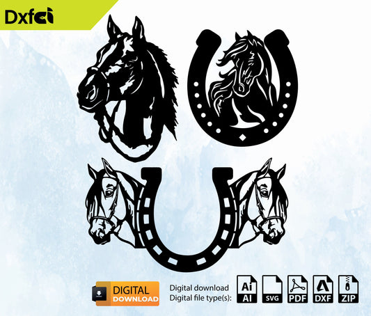 Horseshoe SVG Files  Horse Dxf Files| Horse Shoe Cut Files | Horseshoe Vector Files | Horse Shoe Vector | Horseshoe Clip Art | Cnc Files
