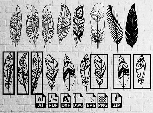 Bird Feathers Decor Decor  Laser Cut, Svg, Dxf,WallArt, CNC Cutting, CNC Router, Digital, Vector Files , Lightburn ,Circut