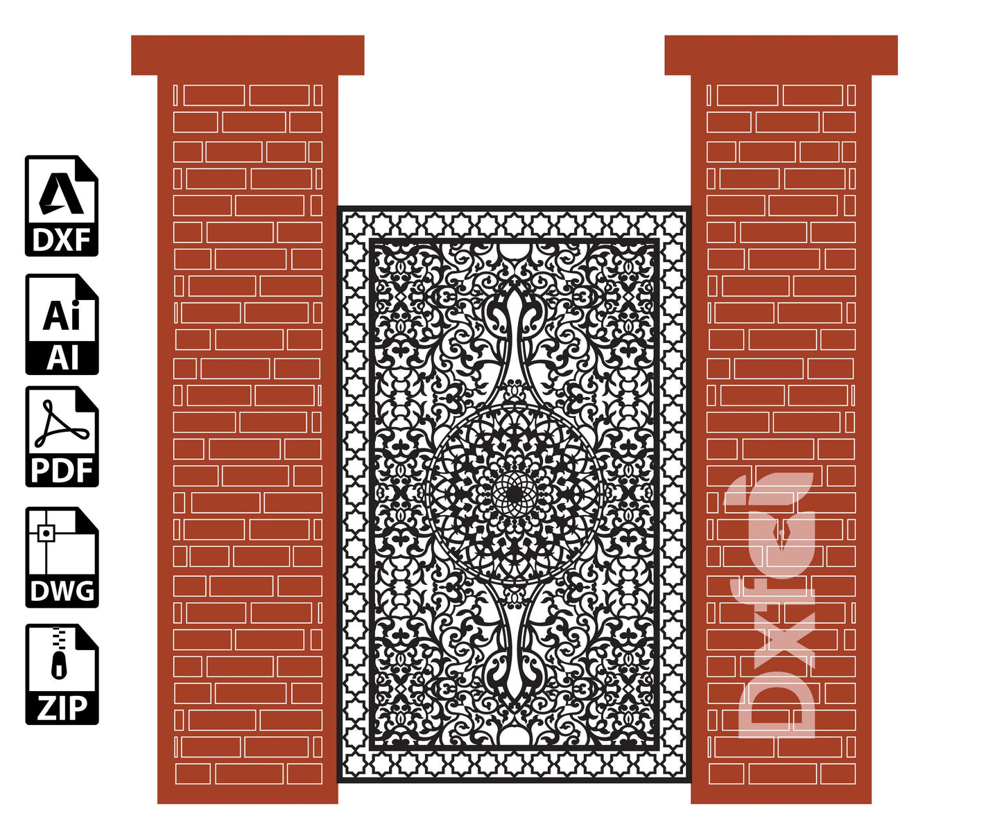 Digital Gate Grill Garden Doors Panel Dxf Panel Partition Room Divider Templates Vector Svg Dxf Files Laser Cutting CNC Plasma #KAP016