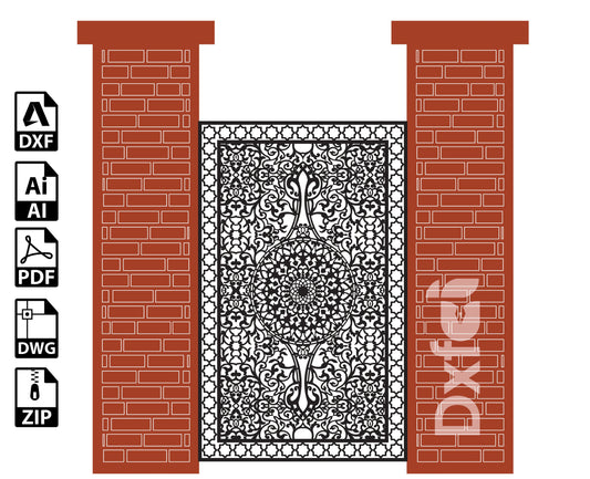 Digital Gate Grill Garden Doors Panel Dxf Panel Partition Room Divider Templates Vector Svg Dxf Files Laser Cutting CNC Plasma #KAP016
