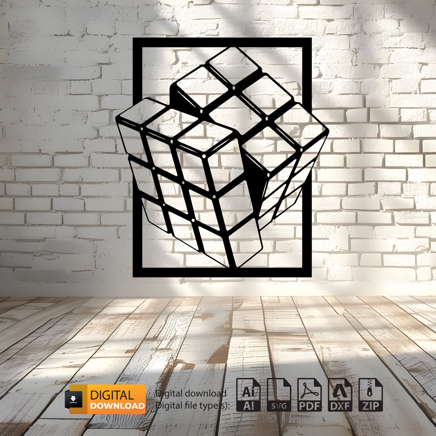 Cube SVG | Rubiks Cube DXF File | Sticker | Silhouette DXF | Svg Dxf Files | Laser Cut | Plasma Cut | Router | Vector Files | Metal |