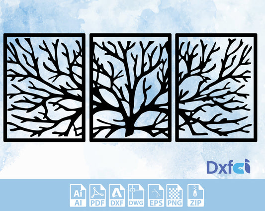 Branches tree panel  Tree Svg  Wall Art DXF CNC dxf for Plasma Laser Waterjet Plotter Router Cut Ready Vector CNC file ready to cut