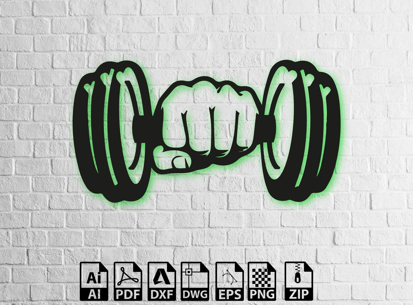 Dumbbell Gym Design | Equipment Wall Decor SVG | Dxf Svg Files | OpenClipart | SVG for Cricut | Lightburn | Circuit