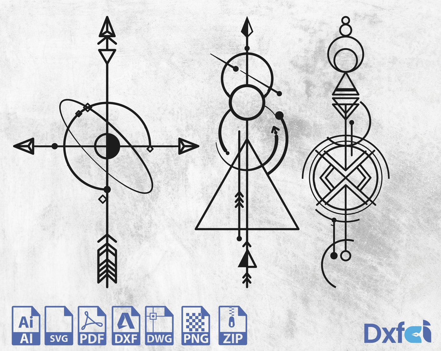 Direction Arrows Svg Wallart Home Decor  Arrows Set of 3 - Hanging Wall Art Compass Drawings Wall Art Decor Ai Pdf Dxf File