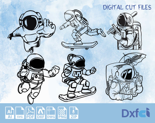 Astronaut SVG Bundle, Astronaut SVG, Astronaut Dxf ,Ai Pdf Wallart Decor , Astronaut Cut Files For Silhouette, Files for Cricut, Vector,