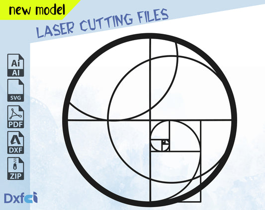 Golden Ratio Svg,Phi Symbol Svg , Fibonacci Spiral Wall Art Laser Cut Svg Laser Cut Dxf Files Plasma Metal&Wood Digital, Vector Files