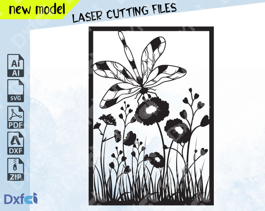Dragonfly SVG Cut File | Dragonfly Clipart | Laser Cut DXF Files | Dragonfly Vector | SVG for Cricut | Silhouette Decal | Stencil Template