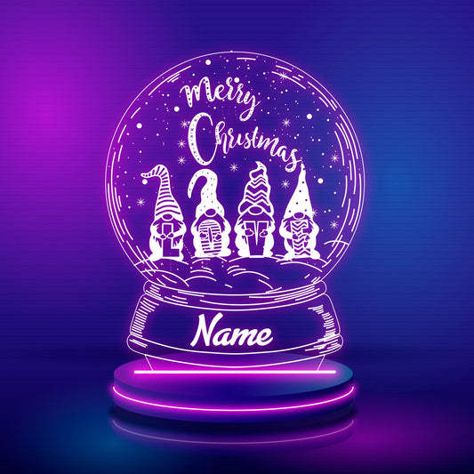 Gnome Santa Claus  3D Led  Christmas Gnome Bundle SVG decor indoor , Gnome Custom illusion acrylic 3D lamp LED Night light Vector Files