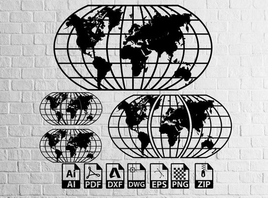 World Map SVG World Map Vector File World Map Cricut World Silhouette Clipart World PNG WorldMaps Svg Dxf Files