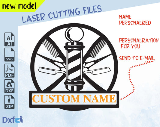 Barber Svg - Custom Name hairdresser Svg Clock Dxf Files Barber Clock Custom Name Svg, Laser Cut Barber Dxf Files