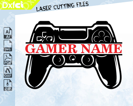 Gamer controller Personalization Name split Svg monogram name fram SVG, gamer svg gamer controller svg, gamer shirt svg, Game Player svg