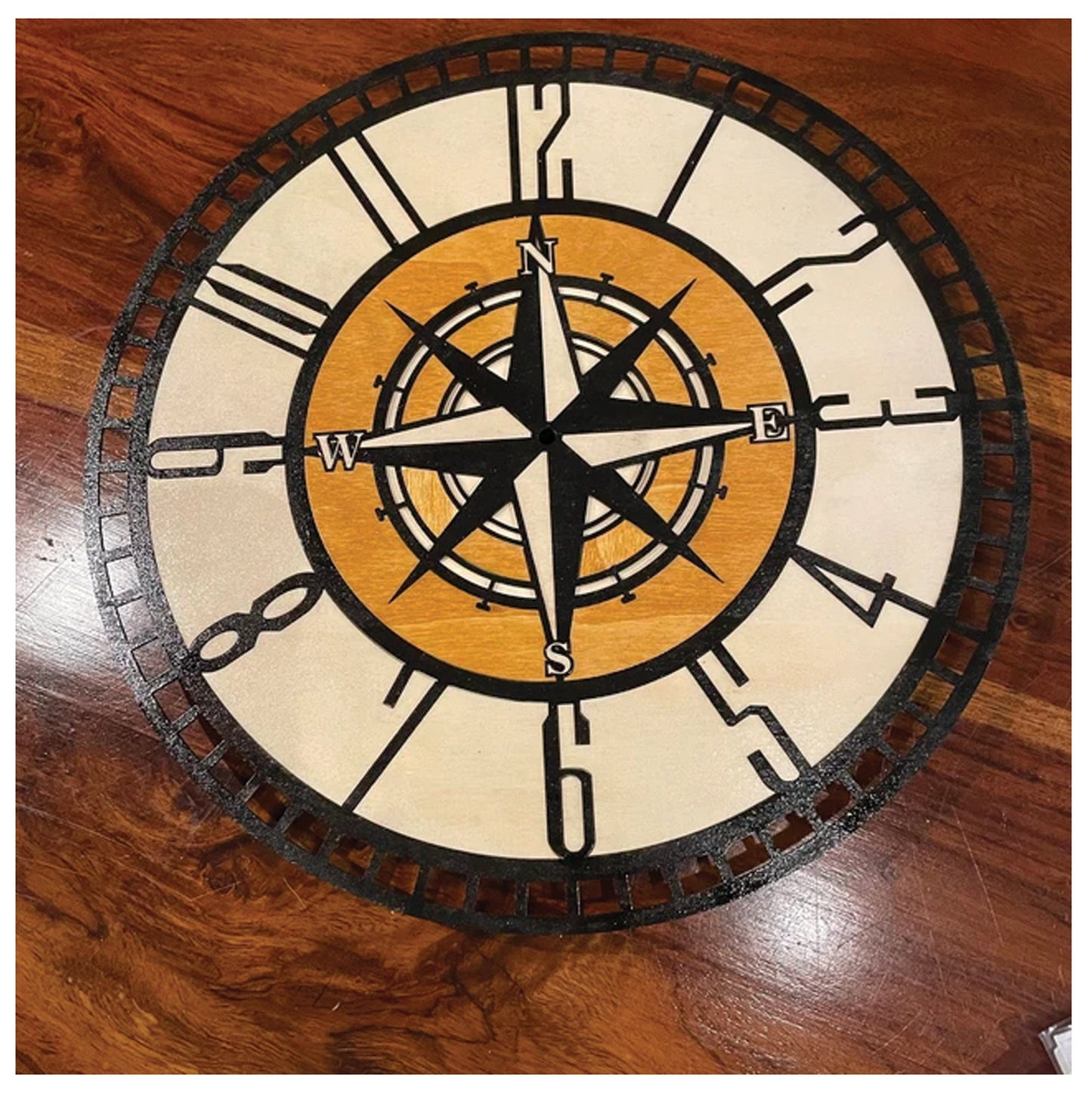 Compass Wall Clock Vector Drawing Compass Decor Clock Wall Clock Drawing Svg Dxf and Pdf ai vector digital download files openclipart