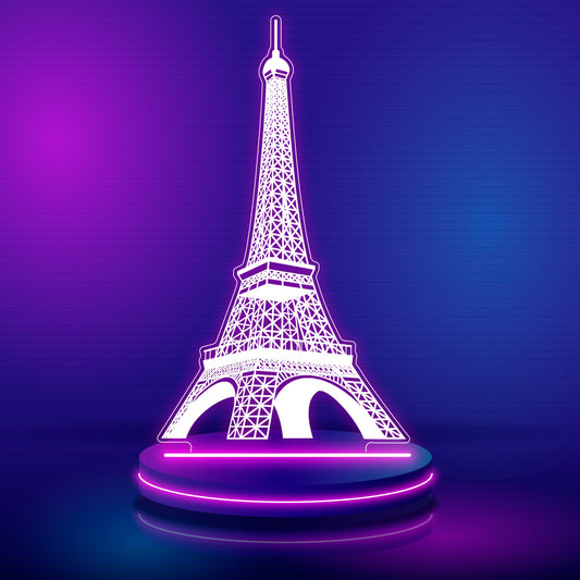 Eiffel Tower  Svg 3D Night Light LED Illusion Lamp  Couple Led Desk Lamp, Visual Bedroom Decoration, Dxf Christmas Birthday Gifts