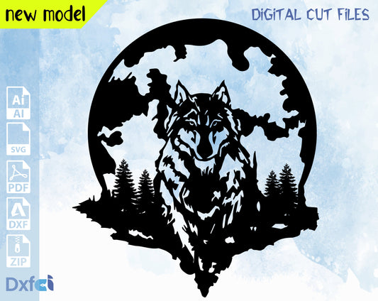 Wolf SVG Wolf Art, Wolf Mountain, Wolf PNG, Wolves Svg,Laser Cut Files