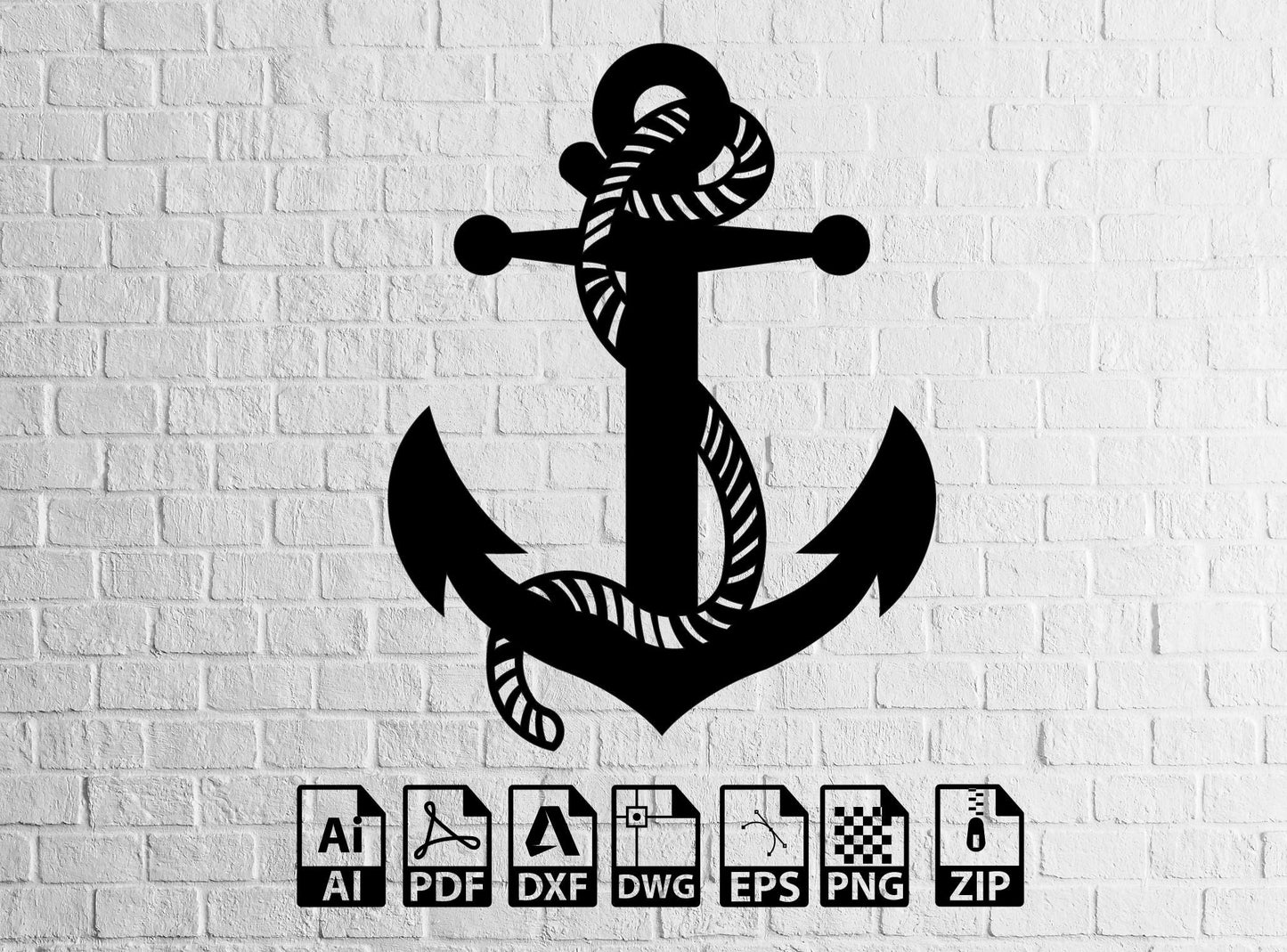 Anchor SVG Bundle, Anchor Dxf Files Laser Cut Split Anchor Rope SVG, Anchor Frame SVG, Anchor ClipArt