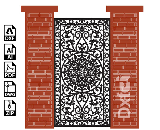 Digital Gate Grill Garden Doors Panel Dxf Panel Partition Room Divider Templates Vector Svg Dxf Files Laser Cutting CNC Plasma #KAP019
