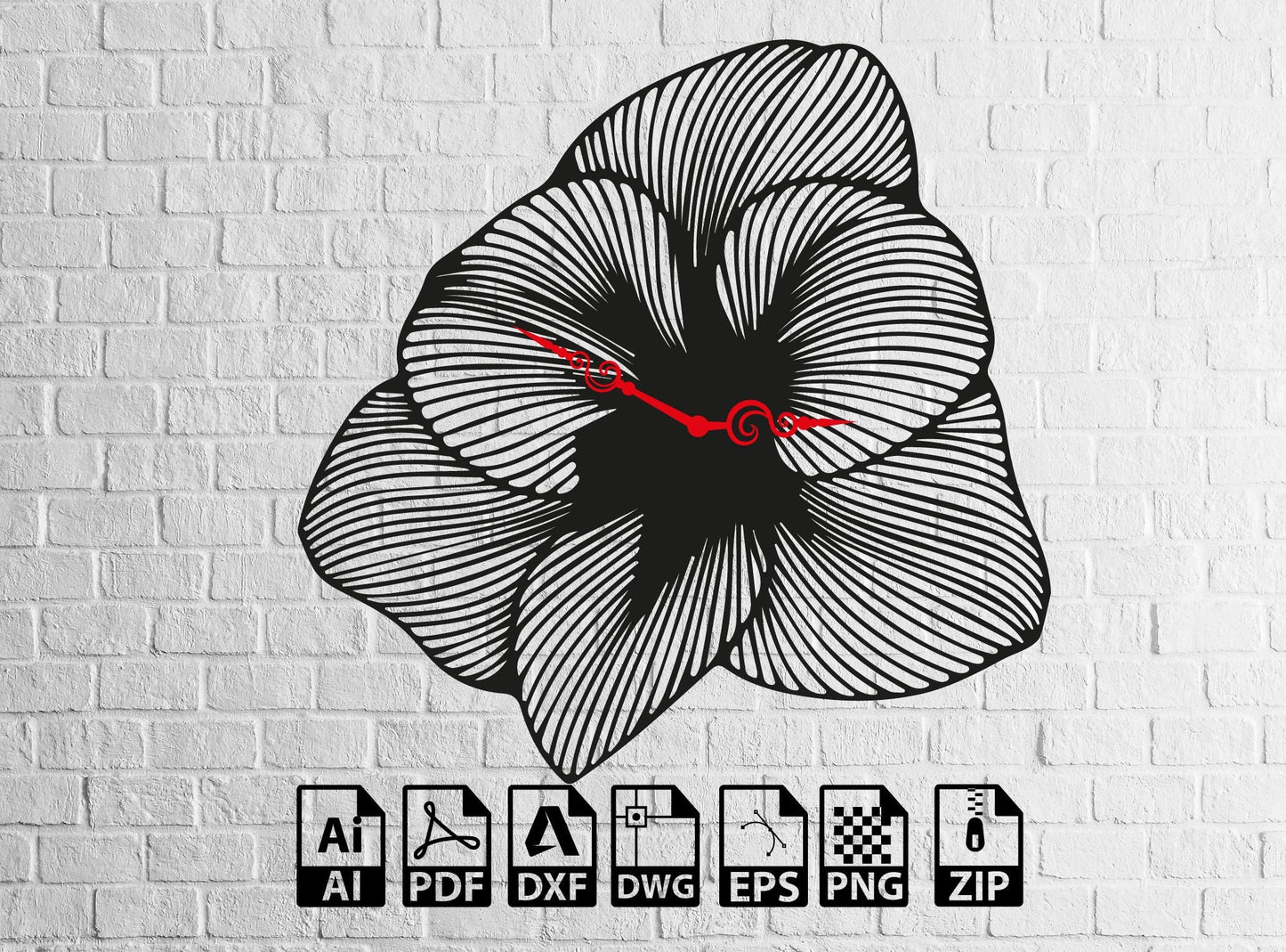 Flowers Svg azalea flower Svg Dxf Laser Cut Files  wall sticker pdf silhouette Flower Clock Dxf cnc cutting Laser Plasma , Lightburn ,Circut