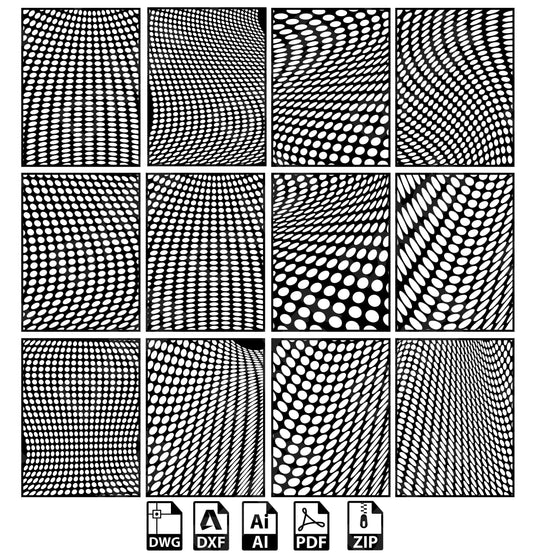 Halftone Grill Gate Room Screen 12 Pcs Panel Dxf Files Divider Partition Digital Svg Dxf Files Laser Cricut Glow Forge Plasma Cutting