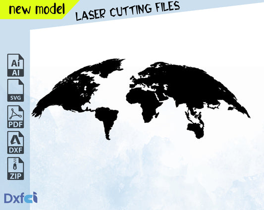 World Map SVG | Maps DXF Files | Laser Cut Metal Wall Art | Housewarming Gift | Instant Download